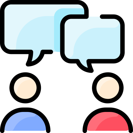 Cartoon of two people engaging in dialog
